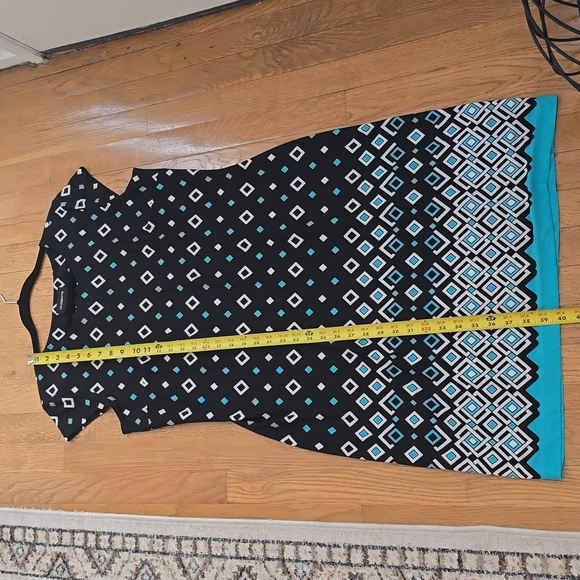 LIZ CLAIBORNE WOMENS BLACK & WHITE SYMMETRICAL DRESS SIZE LARGE - Picture 9 of 11